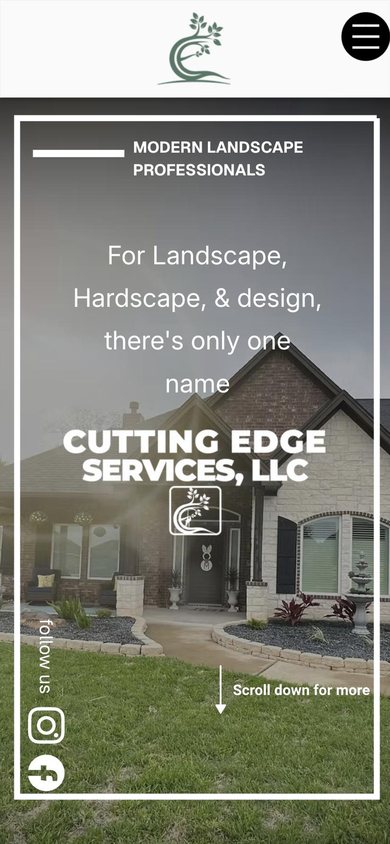 Cutting Edge Services homepage shown on a phone